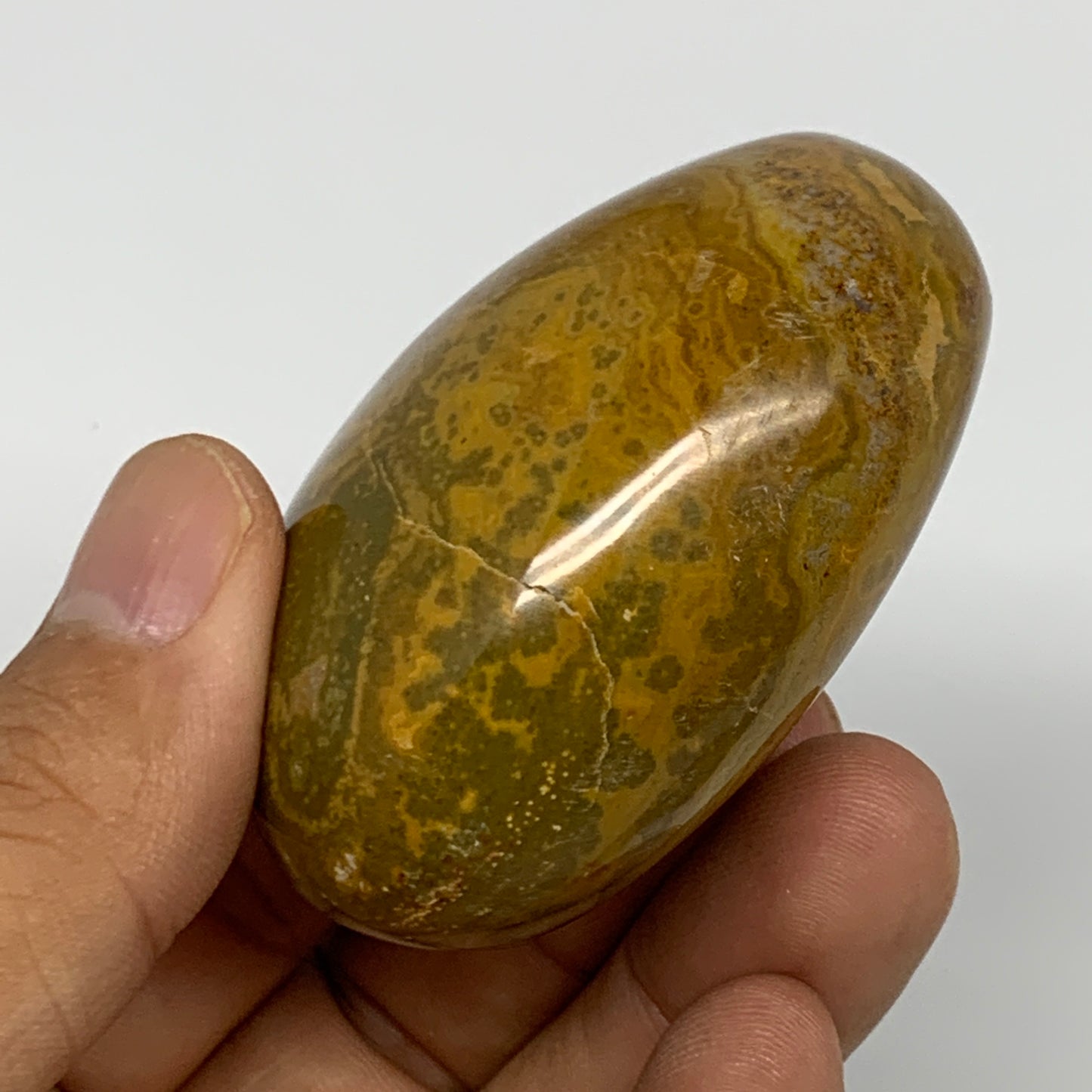 117.7g, 2.3"x1.7"x1.2" Ocean Jasper Palm-Stone Orbicular Jasper Reiki Energy,B16