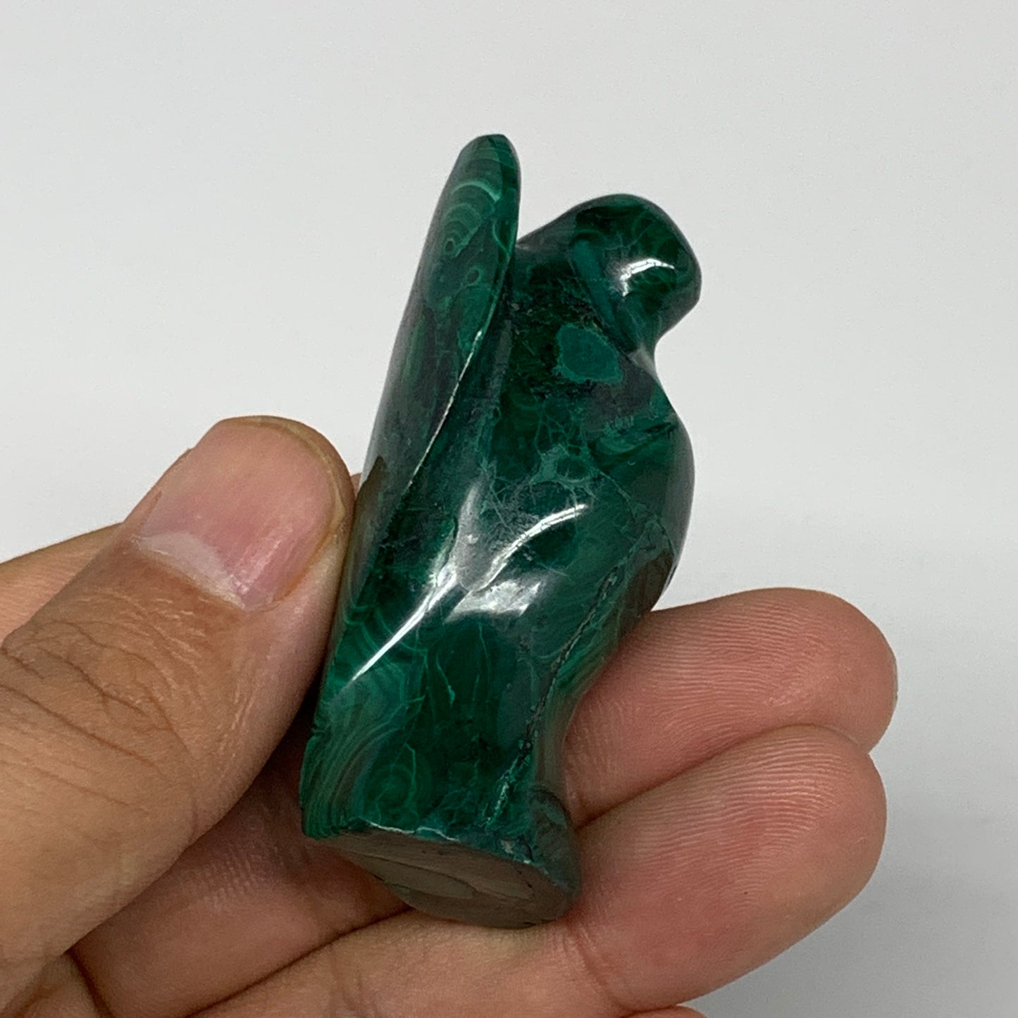 62.6g, 2.1"x1.3"x0.9" Natural Untreated Malachite Angel Figurine @Congo, B7329
