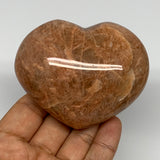 257.9g,2.5"x3.2"x1.5", Pink Peach Moonstone Heart Crystal Polished Reiki,B17488