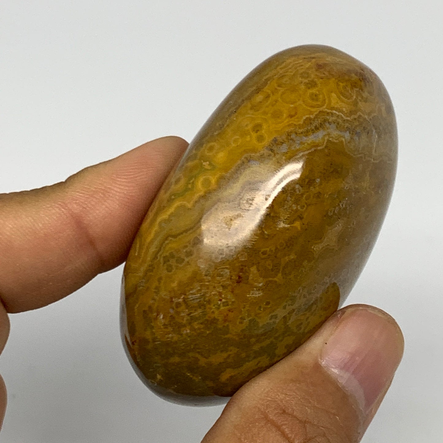117.7g, 2.3"x1.7"x1.2" Ocean Jasper Palm-Stone Orbicular Jasper Reiki Energy,B16