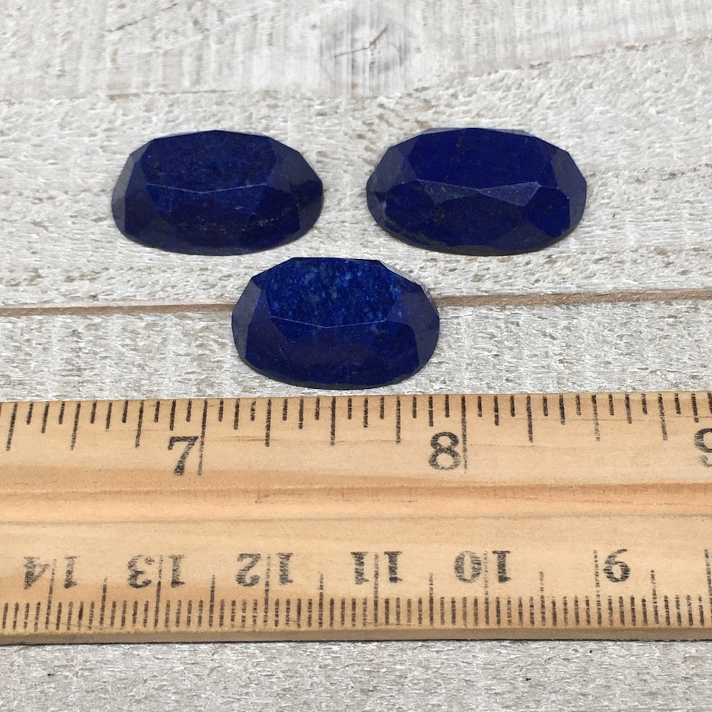3pcs,13.2g,22mm-24mm High-Grade Natural Oval Facetted Lapis Lazuli Cabochon,CP21