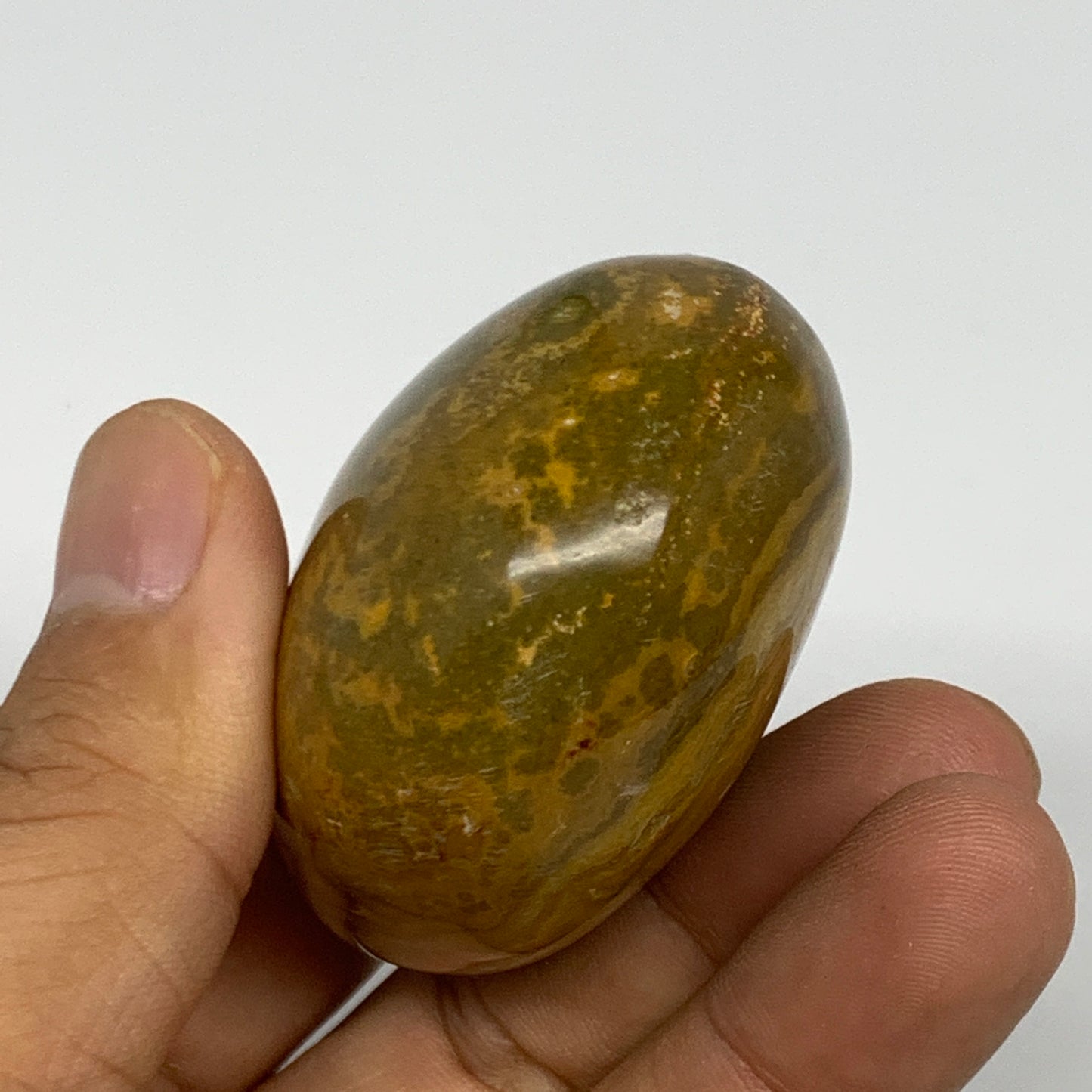 117.7g, 2.3"x1.7"x1.2" Ocean Jasper Palm-Stone Orbicular Jasper Reiki Energy,B16