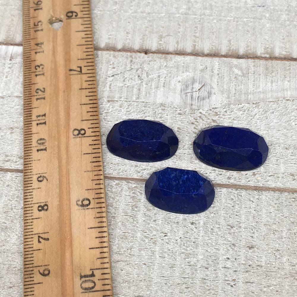 3pcs,13.2g,22mm-24mm High-Grade Natural Oval Facetted Lapis Lazuli Cabochon,CP21