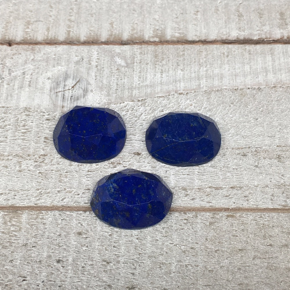 3pcs,11.2g,19mm-20mm High-Grade Natural Oval Facetted Lapis Lazuli Cabochon,CP21