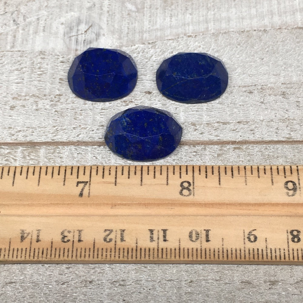 3pcs,11.2g,19mm-20mm High-Grade Natural Oval Facetted Lapis Lazuli Cabochon,CP21
