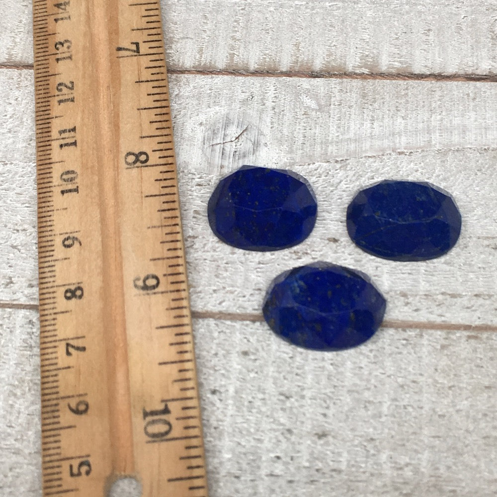 3pcs,11.2g,19mm-20mm High-Grade Natural Oval Facetted Lapis Lazuli Cabochon,CP21