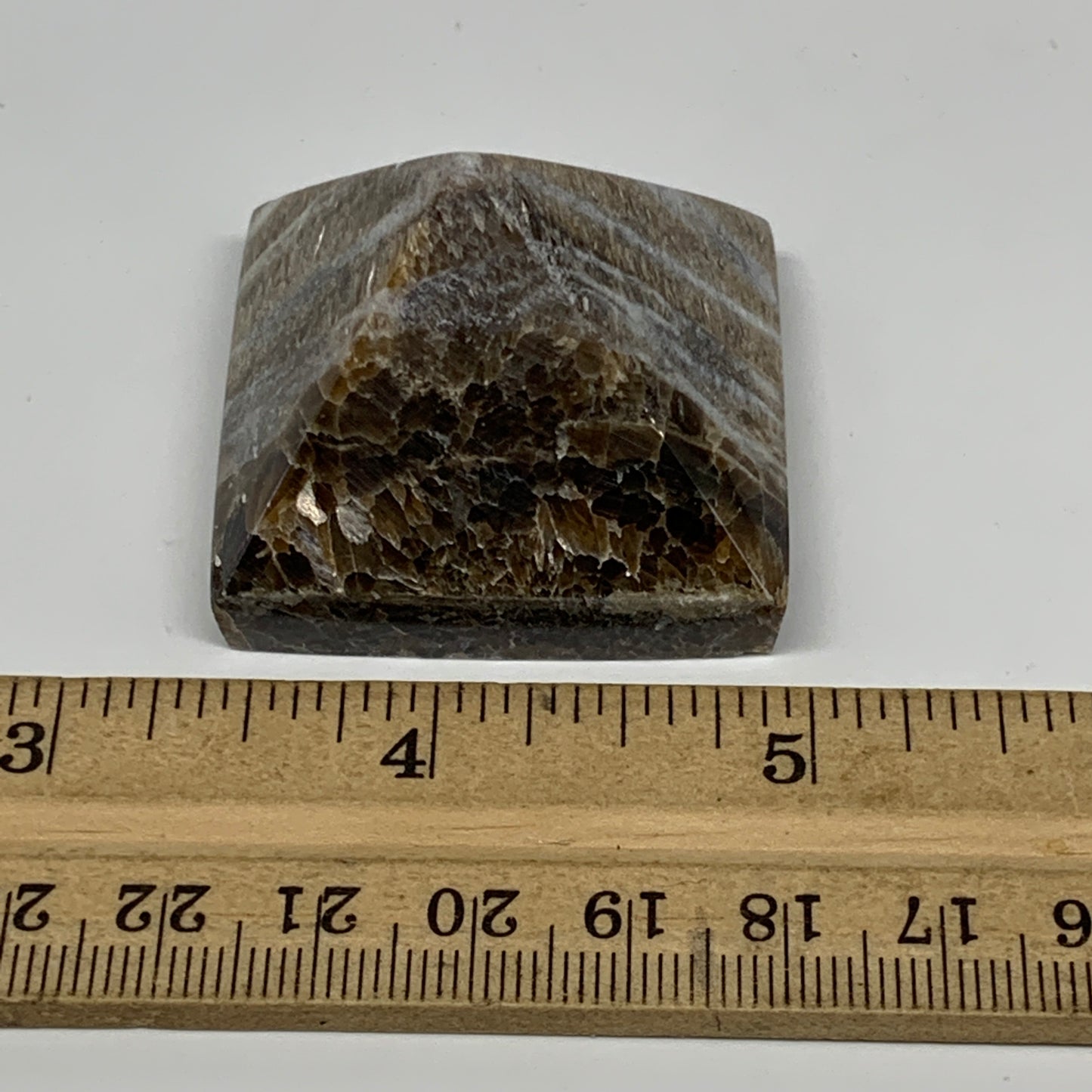 54.4g, 1.2"x1.6"x1.6" Chocolate/Gray Onyx Pyramid Gemstone @Morocco, B19030