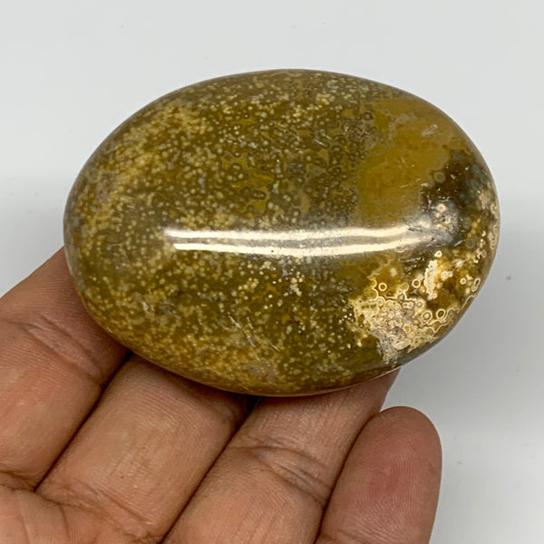 96.7g, 2.3"x1.8"x1" Ocean Jasper Palm-Stone Orbicular Jasper Reiki Energy,B16697