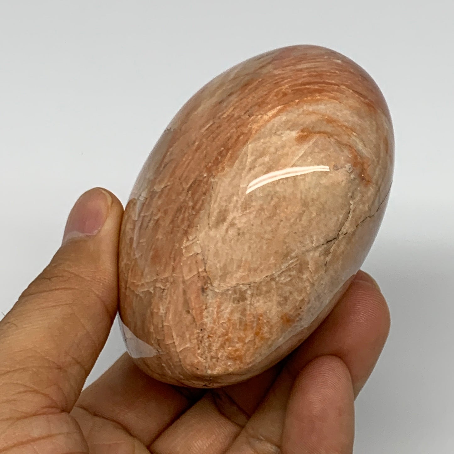 319.6g,2.7"x3.2"x1.8", Pink Peach Moonstone Heart Crystal Polished Reiki,B17490