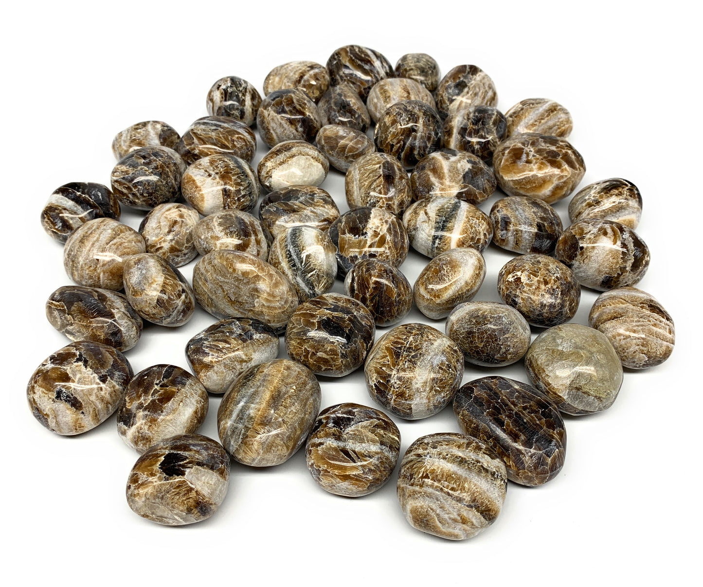 5pcs, 1"-1.5", Chocolate/Gray Onyx Tumbled Polished Gemstone @Morocco, B19032