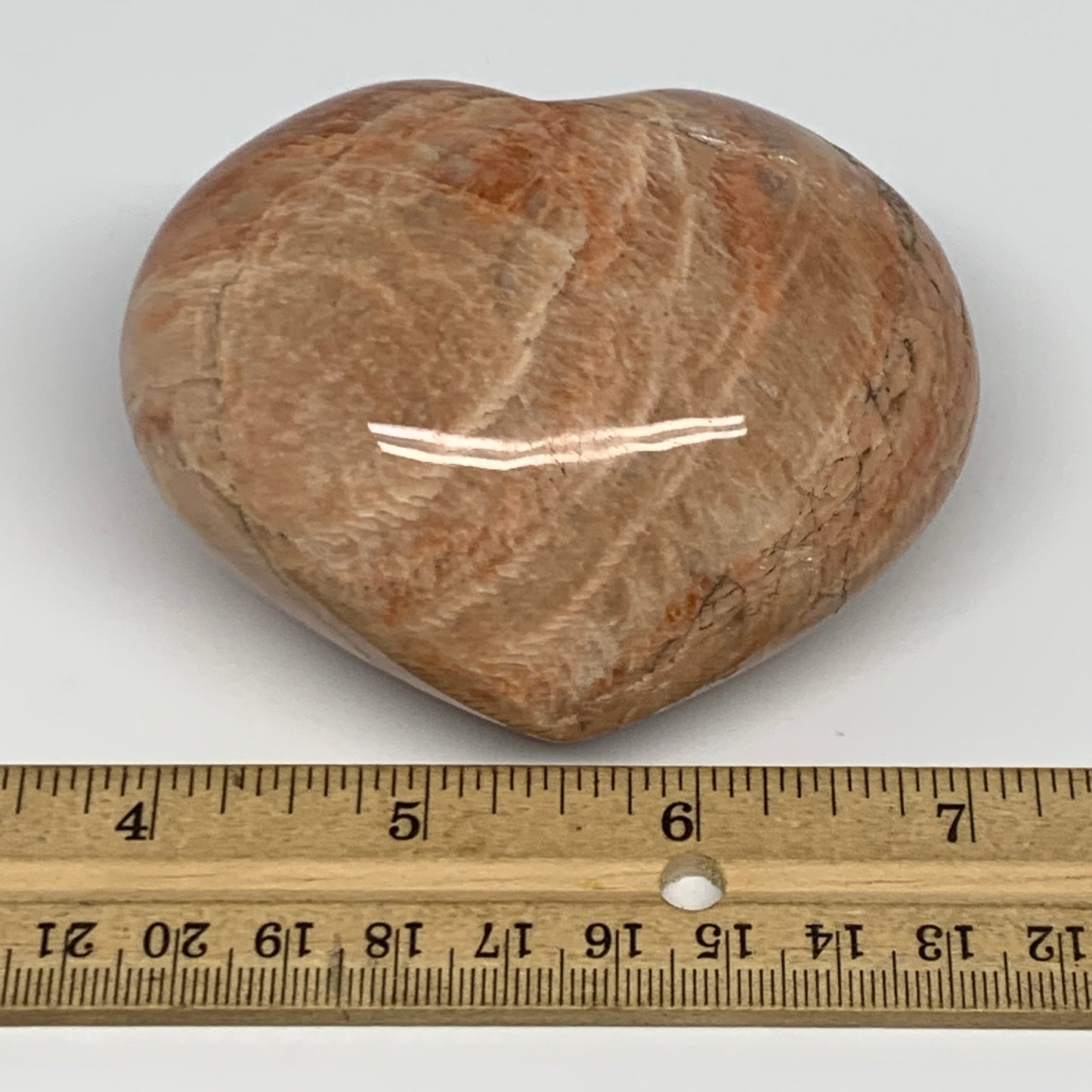 319.6g,2.7"x3.2"x1.8", Pink Peach Moonstone Heart Crystal Polished Reiki,B17490