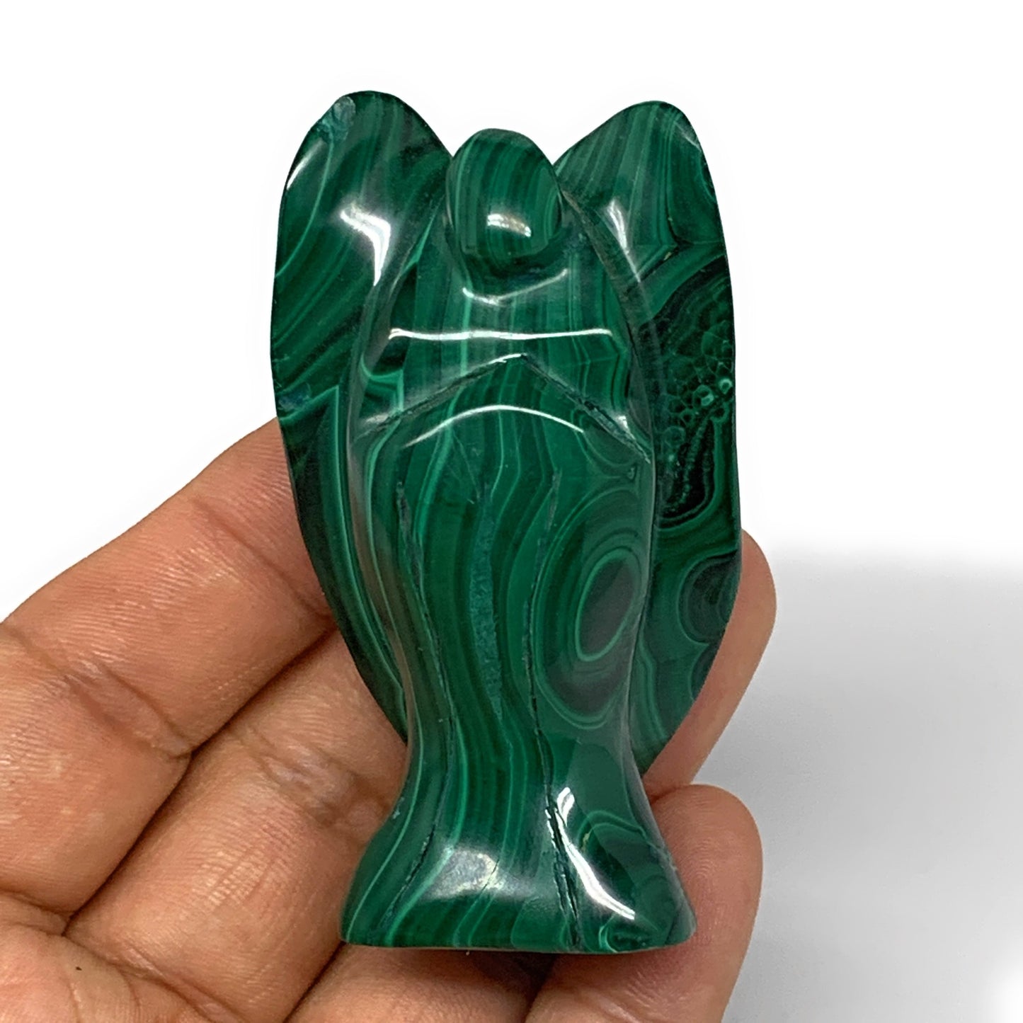 124.3g, 2.6"x1.5"x1.1" Natural Untreated Malachite Angel Figurine @Congo, B7332