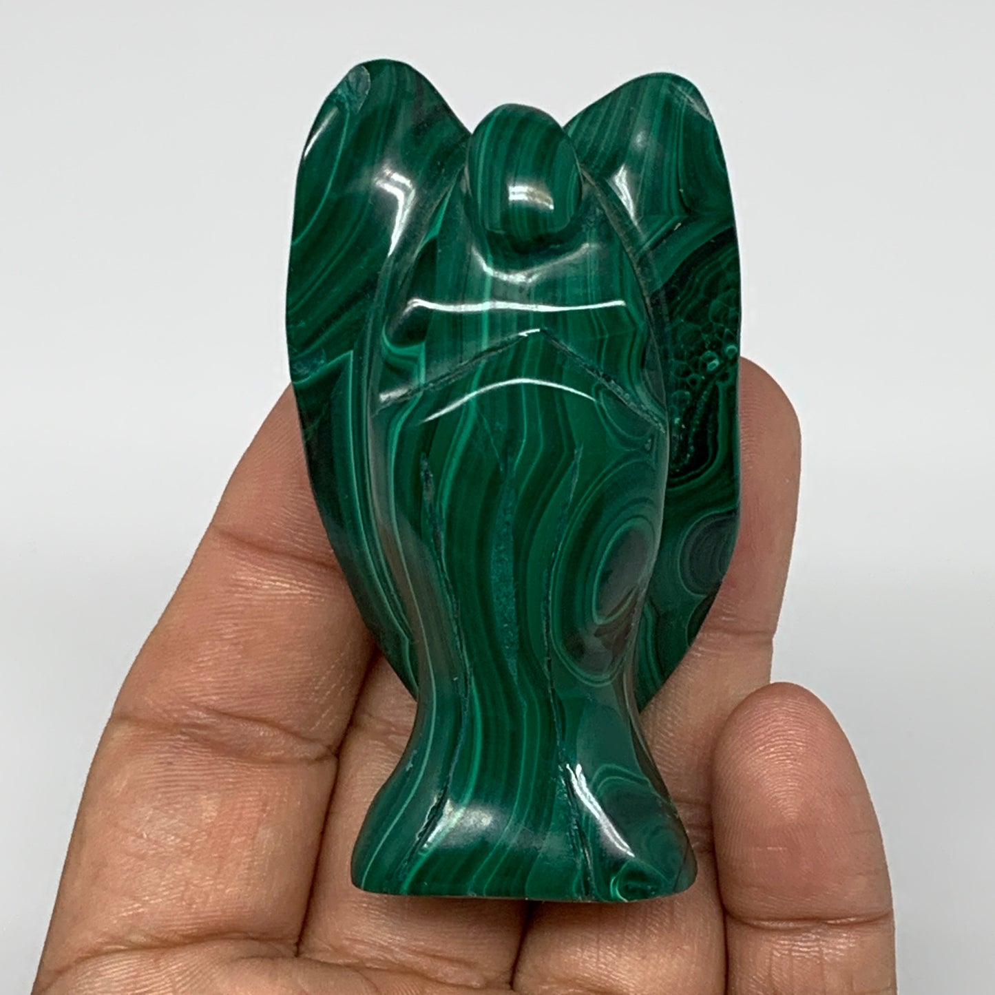 124.3g, 2.6"x1.5"x1.1" Natural Untreated Malachite Angel Figurine @Congo, B7332