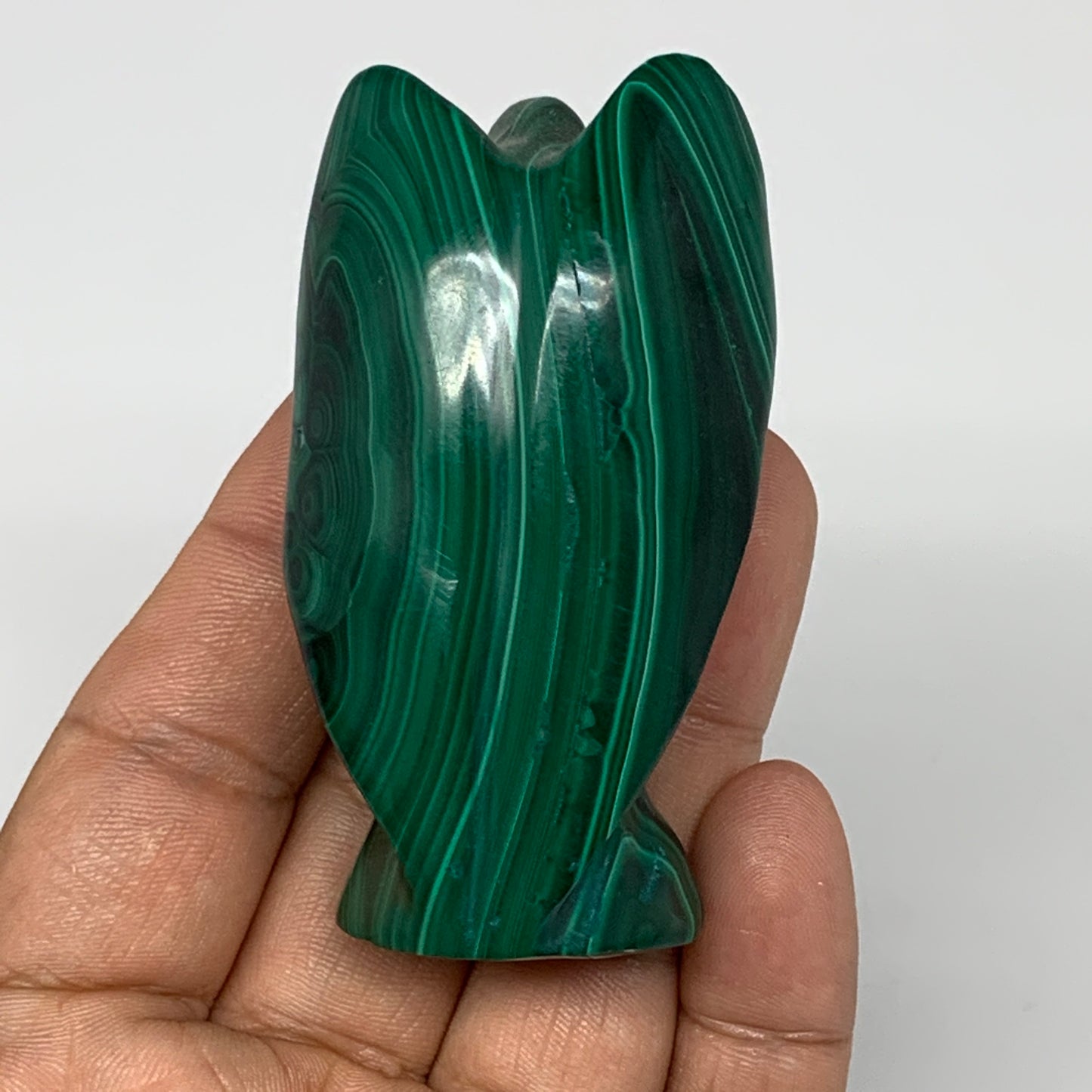 124.3g, 2.6"x1.5"x1.1" Natural Untreated Malachite Angel Figurine @Congo, B7332