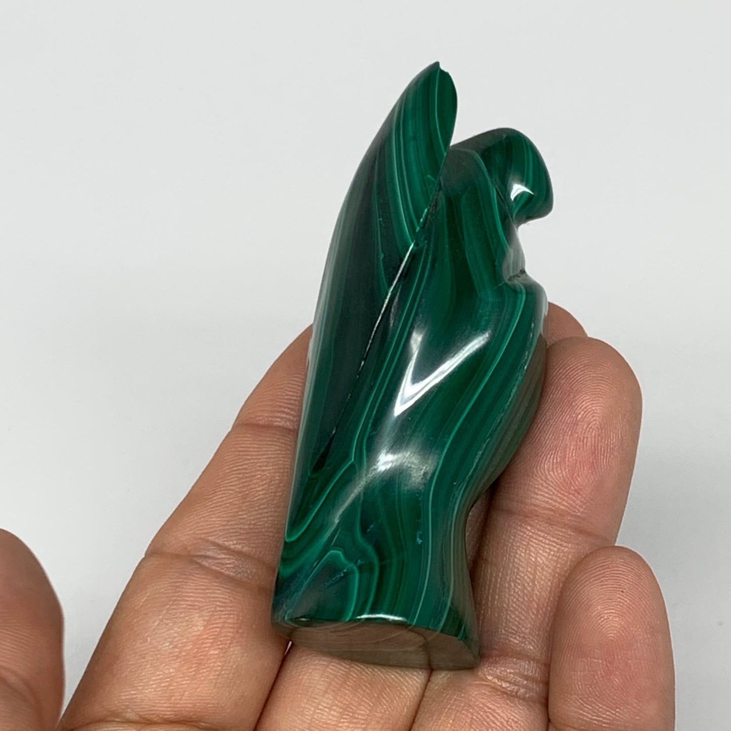 124.3g, 2.6"x1.5"x1.1" Natural Untreated Malachite Angel Figurine @Congo, B7332