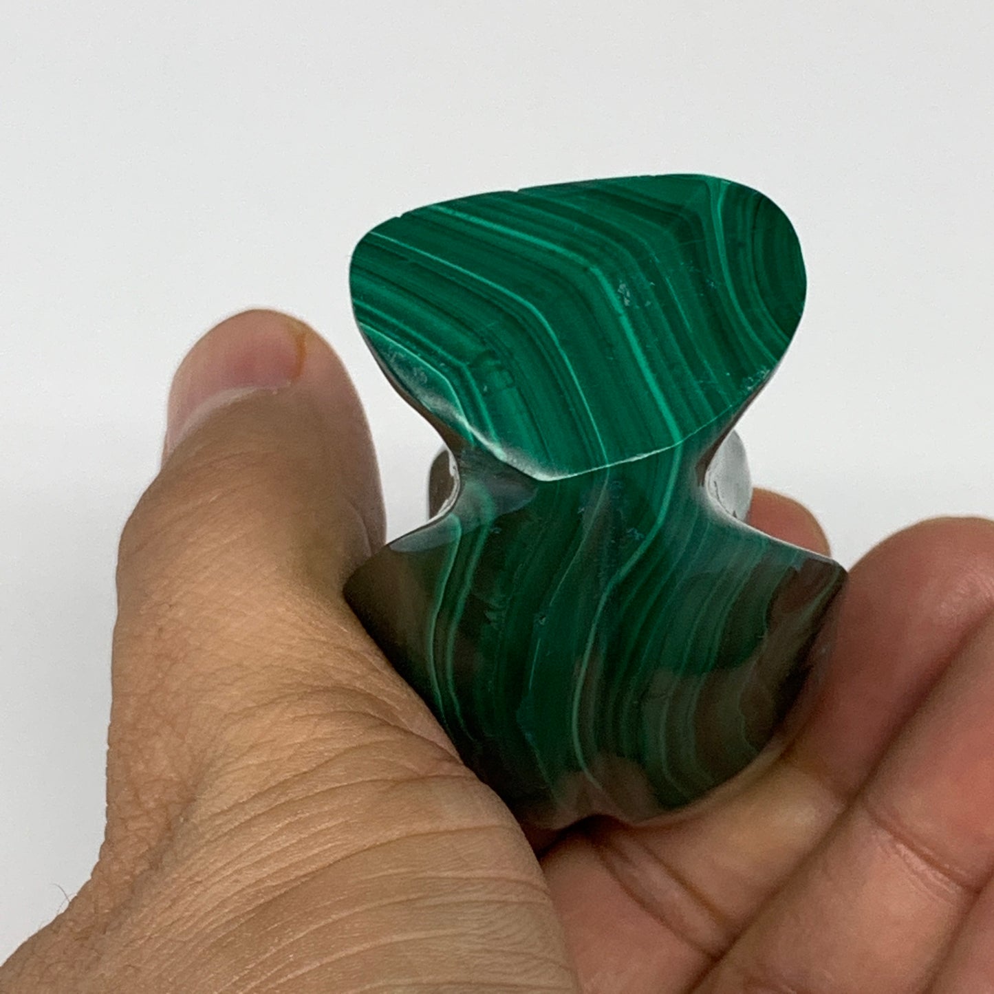 124.3g, 2.6"x1.5"x1.1" Natural Untreated Malachite Angel Figurine @Congo, B7332