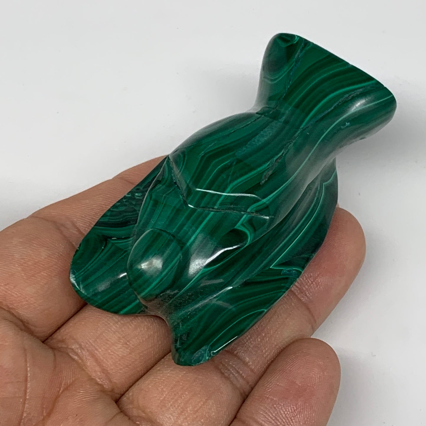 124.3g, 2.6"x1.5"x1.1" Natural Untreated Malachite Angel Figurine @Congo, B7332