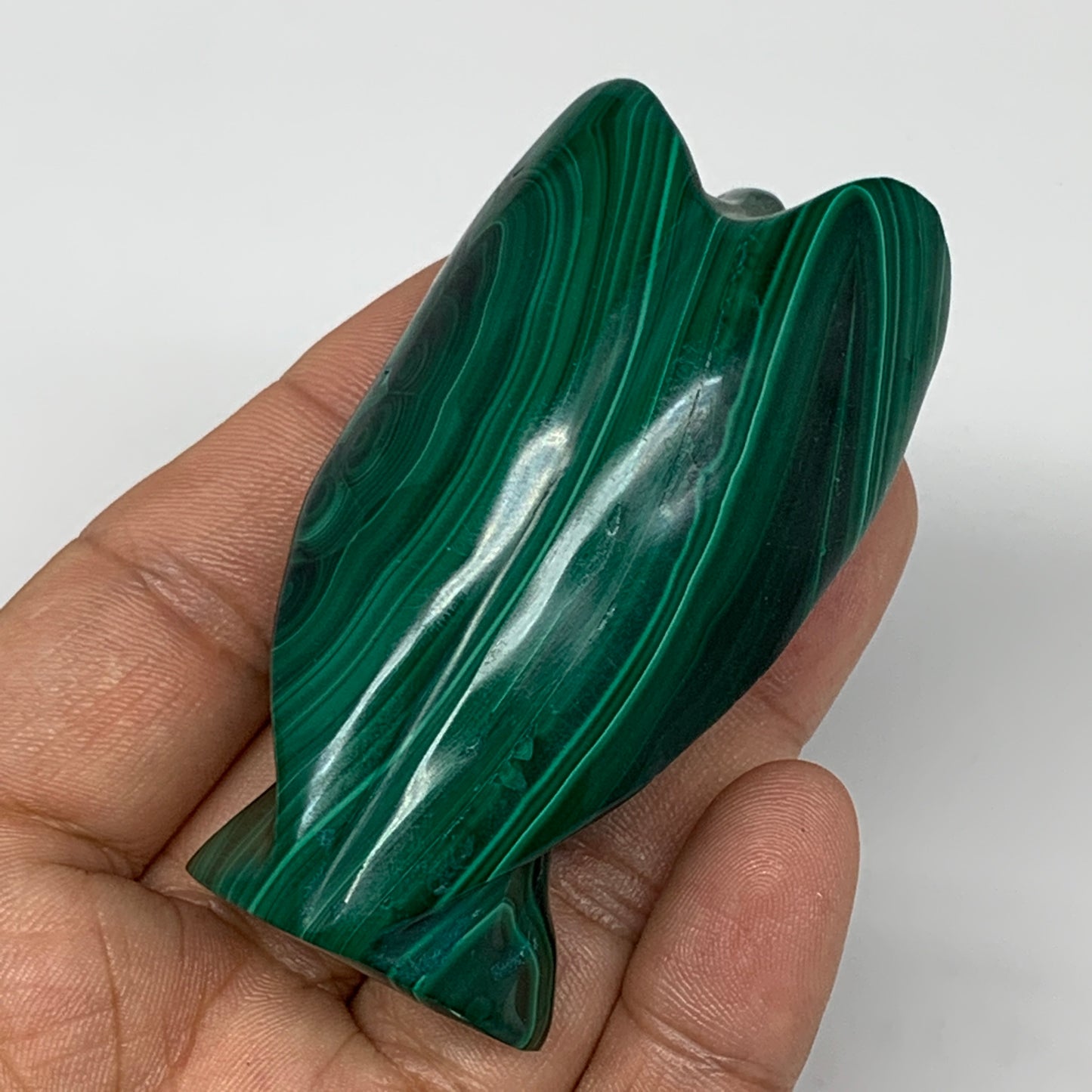 124.3g, 2.6"x1.5"x1.1" Natural Untreated Malachite Angel Figurine @Congo, B7332