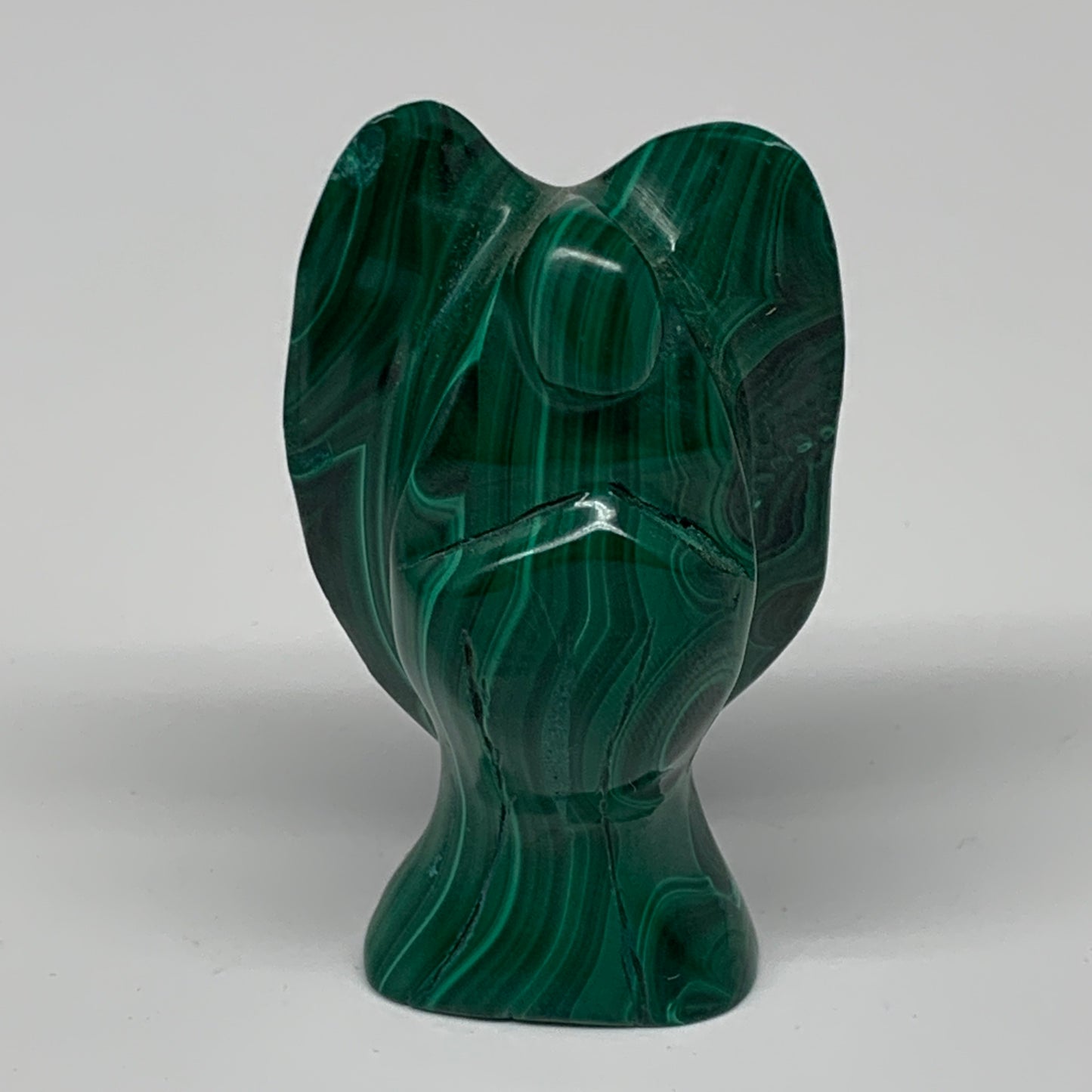 124.3g, 2.6"x1.5"x1.1" Natural Untreated Malachite Angel Figurine @Congo, B7332