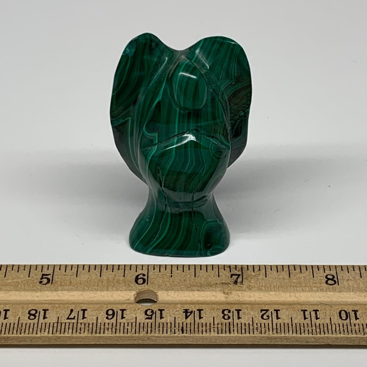 124.3g, 2.6"x1.5"x1.1" Natural Untreated Malachite Angel Figurine @Congo, B7332