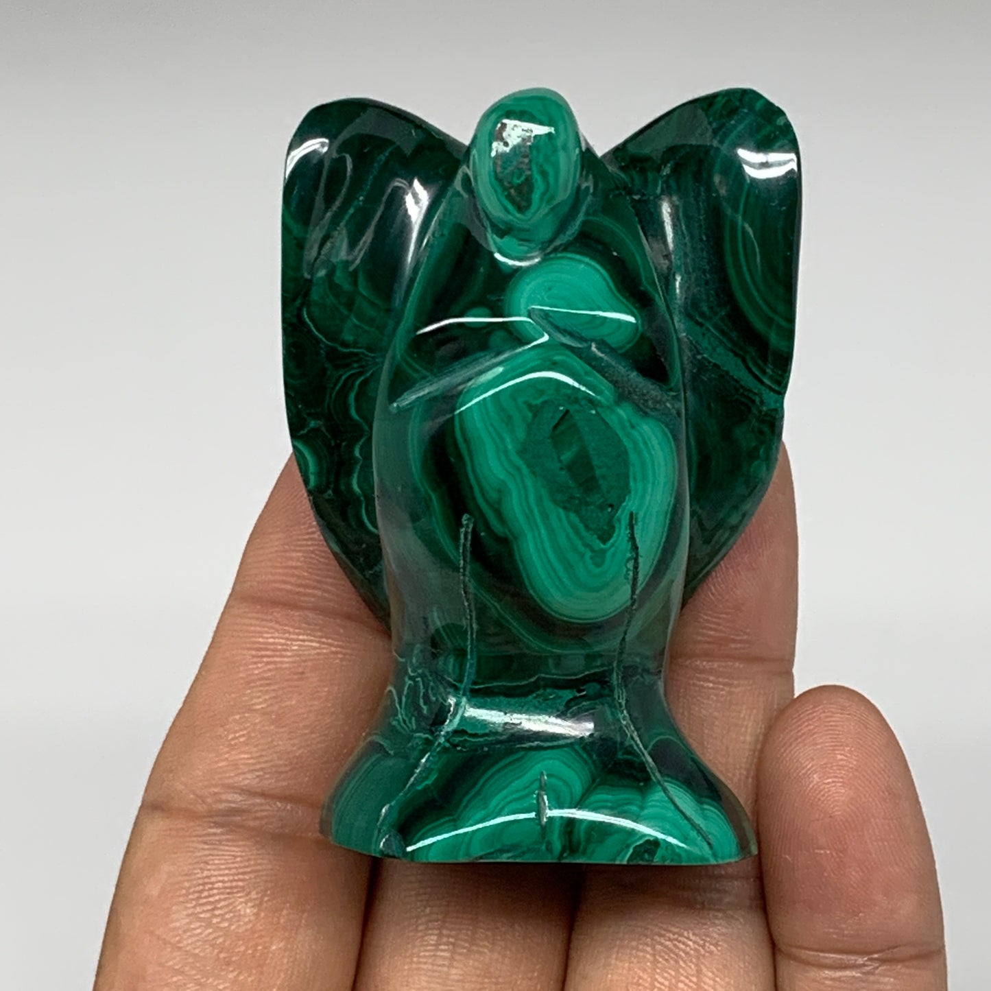 125.3g, 2.3"x1.6"x1.1" Natural Untreated Malachite Angel Figurine @Congo, B7333