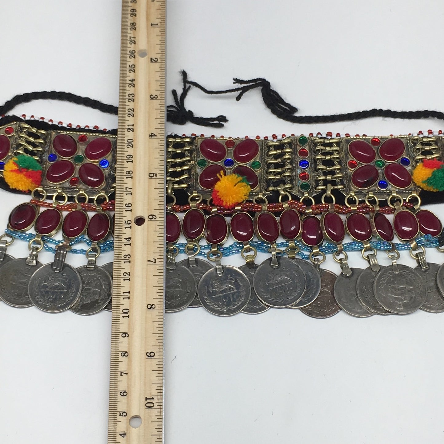 11.75"x4.25"Kuchi Choker Multi-Color Tribal Gypsy Bohemian Statement Coins,CK542