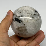 400.5g,2.6"(66mm), Natural Rainbow Moonstone Sphere Ball Gemstone @India,B22295
