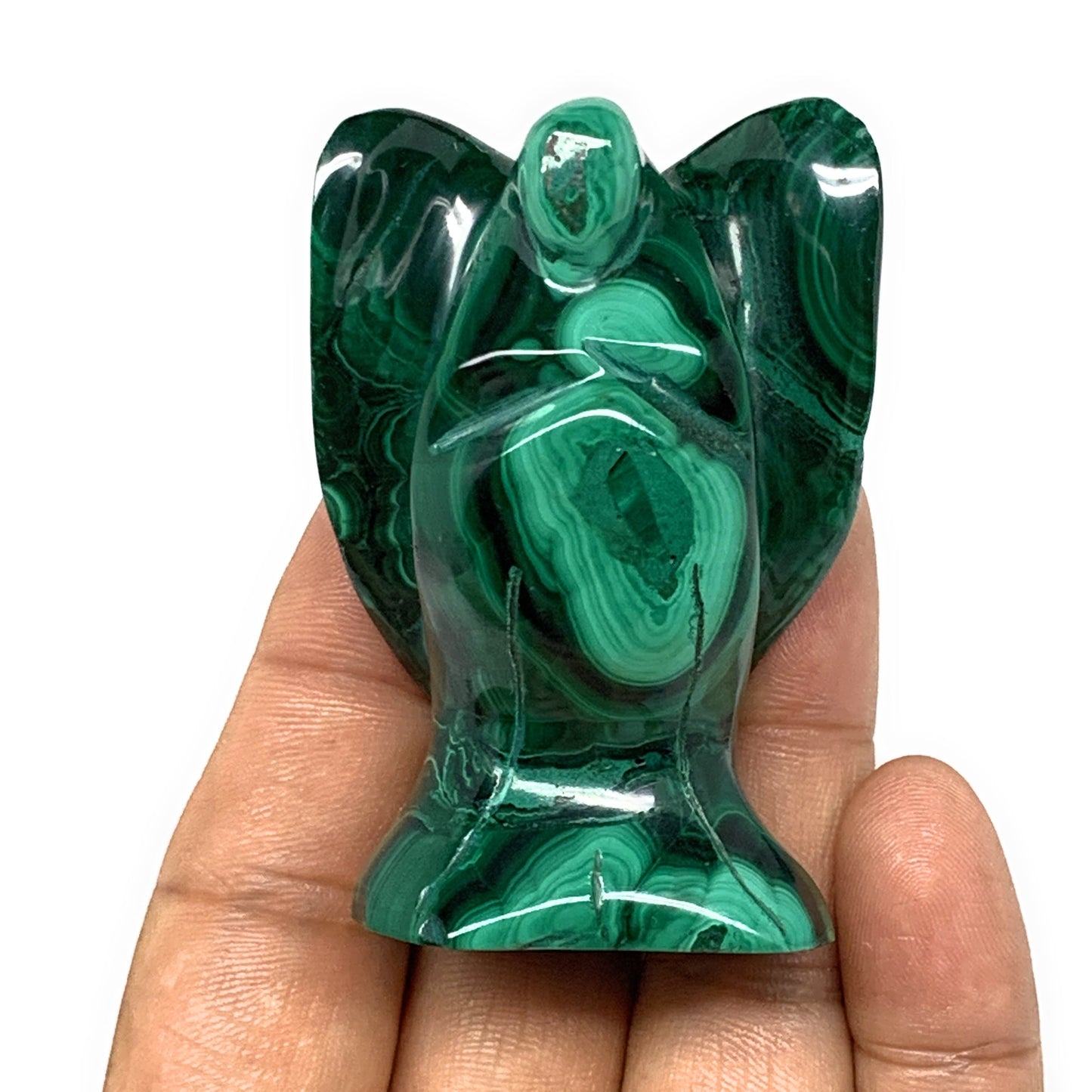125.3g, 2.3"x1.6"x1.1" Natural Untreated Malachite Angel Figurine @Congo, B7333