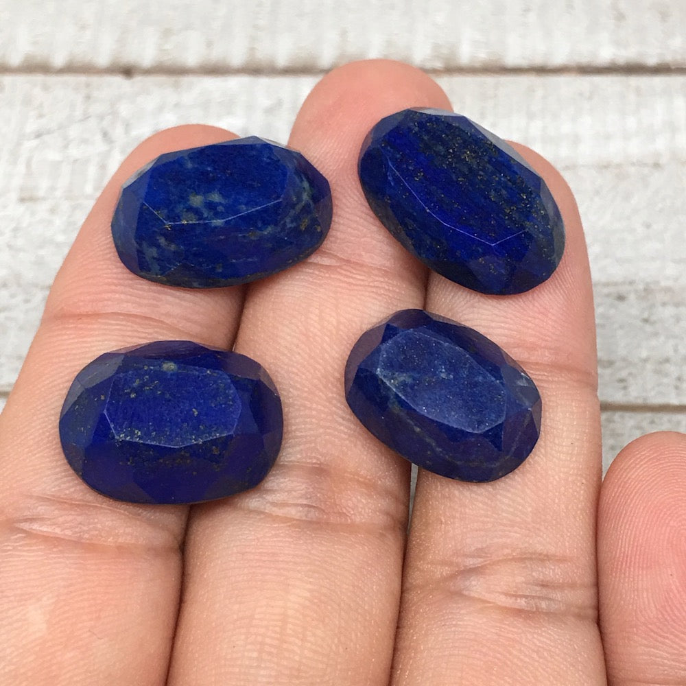 4pcs,11.1g,18mm-21mm High-Grade Natural Oval Facetted Lapis Lazuli Cabochon,CP21