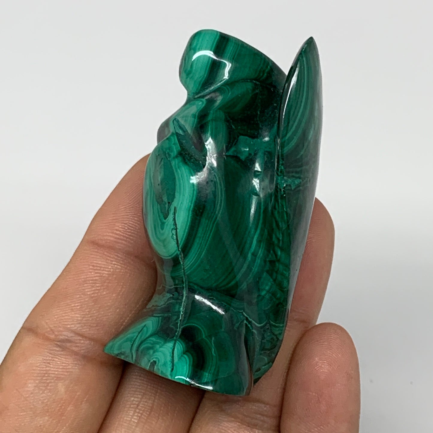 125.3g, 2.3"x1.6"x1.1" Natural Untreated Malachite Angel Figurine @Congo, B7333