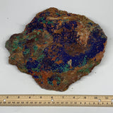 2522g, 10"x10"x1.5", Rough Azurite Malachite Mineral Specimen @Morocco, B10923
