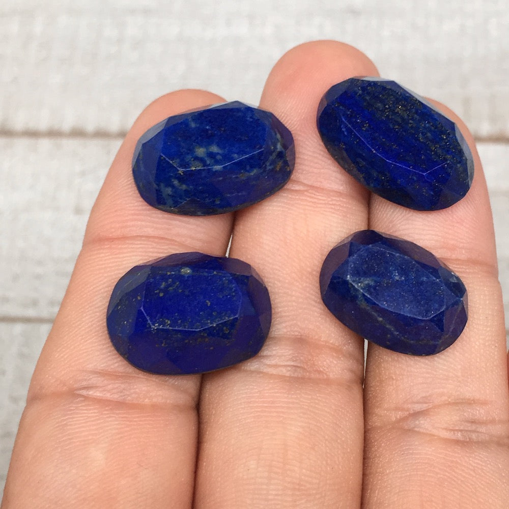 4pcs,11.1g,18mm-21mm High-Grade Natural Oval Facetted Lapis Lazuli Cabochon,CP21