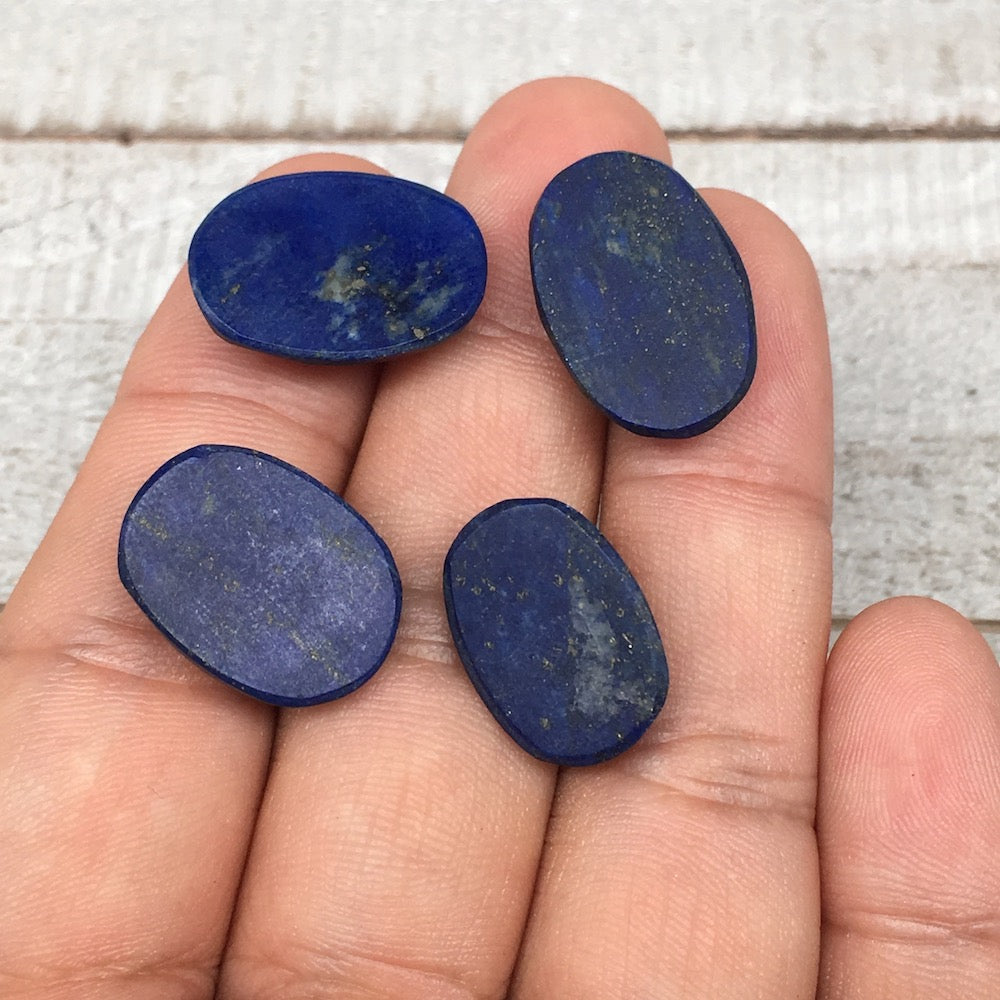 4pcs,11.1g,18mm-21mm High-Grade Natural Oval Facetted Lapis Lazuli Cabochon,CP21