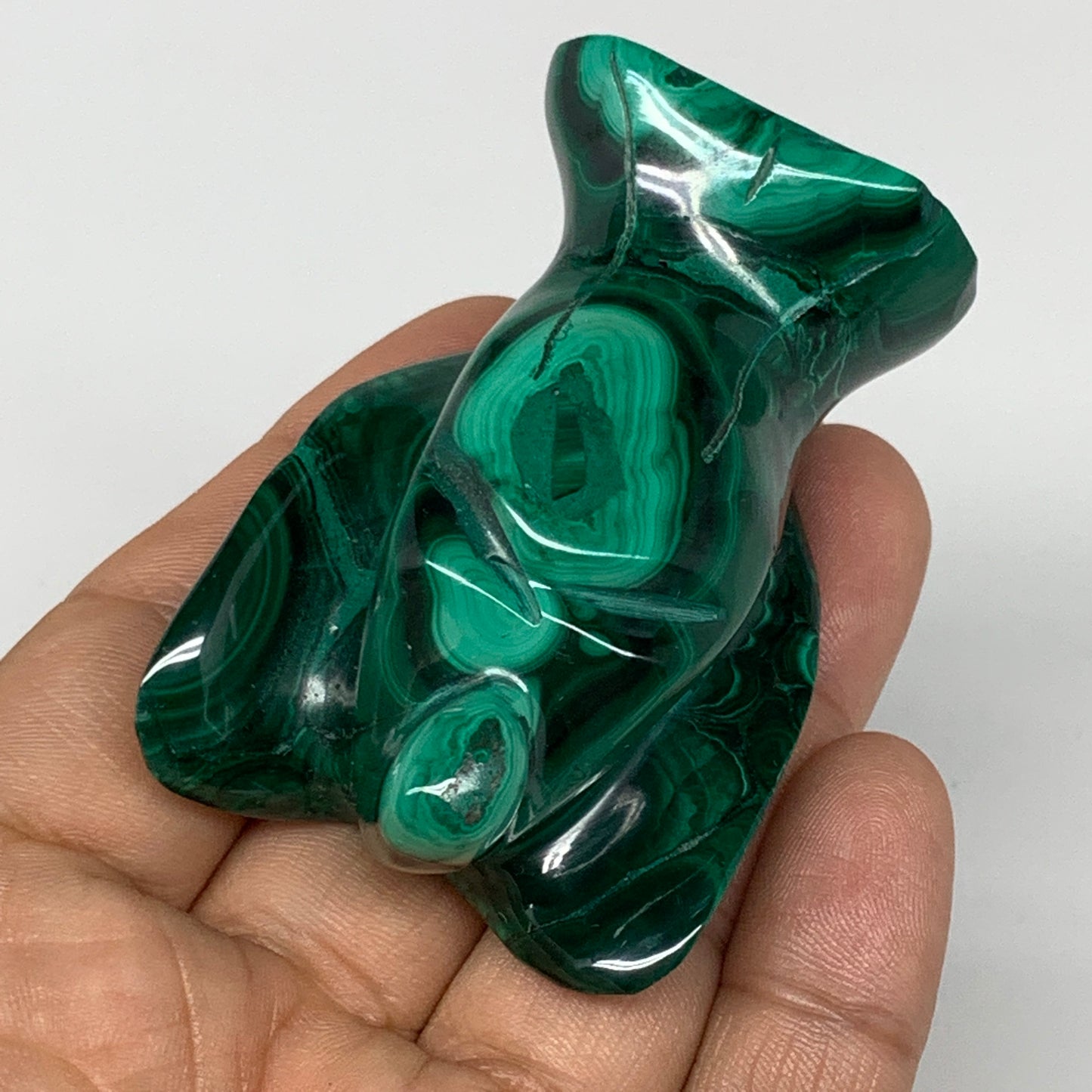 125.3g, 2.3"x1.6"x1.1" Natural Untreated Malachite Angel Figurine @Congo, B7333