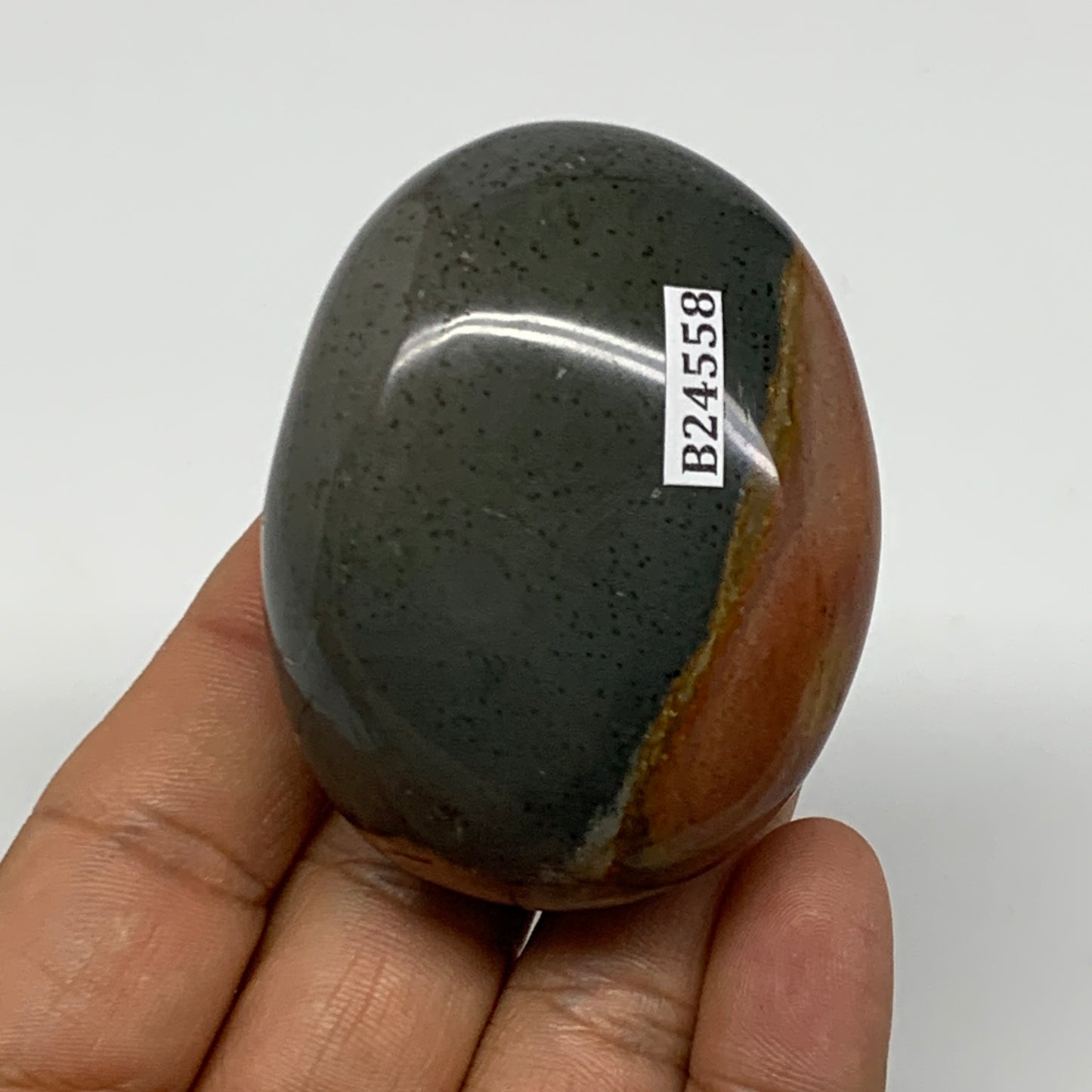 112.2g, 2.3"x1.8"x1.2" Polychrome Jasper Palm-Stone Reiki @Madagascar, B24558