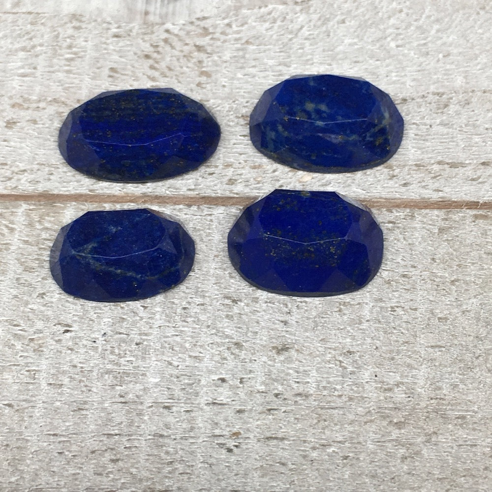 4pcs,11.1g,18mm-21mm High-Grade Natural Oval Facetted Lapis Lazuli Cabochon,CP21