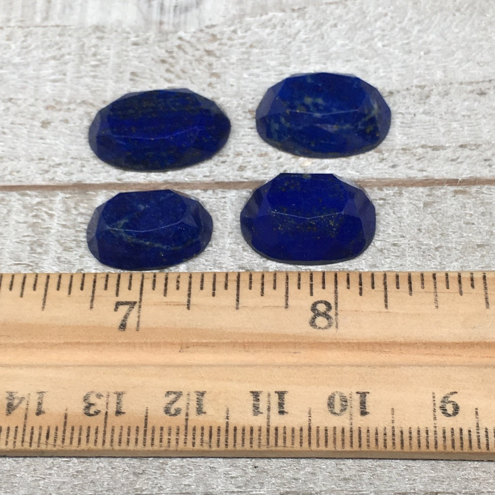 4pcs,11.1g,18mm-21mm High-Grade Natural Oval Facetted Lapis Lazuli Cabochon,CP21