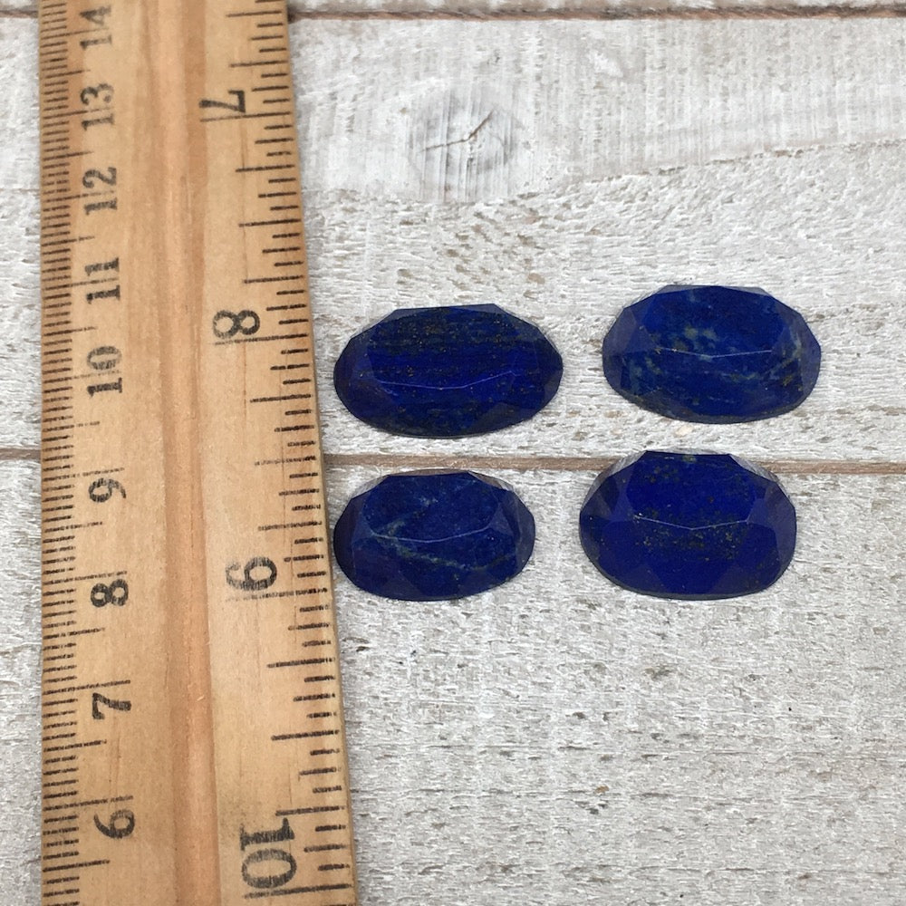 4pcs,11.1g,18mm-21mm High-Grade Natural Oval Facetted Lapis Lazuli Cabochon,CP21