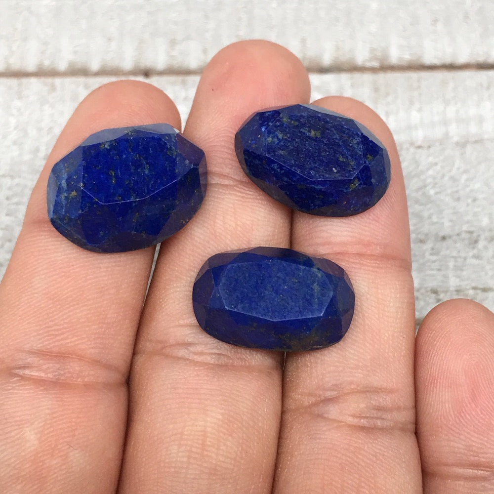 3pcs,9.9g,20mm-21mm High-Grade Natural Oval Facetted Lapis Lazuli Cabochon,CP220