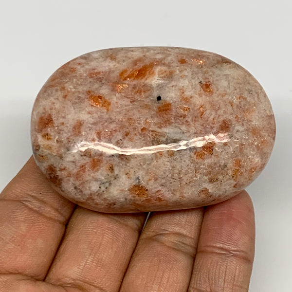 108.6g, 2.5"x1.7"x1", Natural Sunstone Palm-Stone Polished from India, B27069