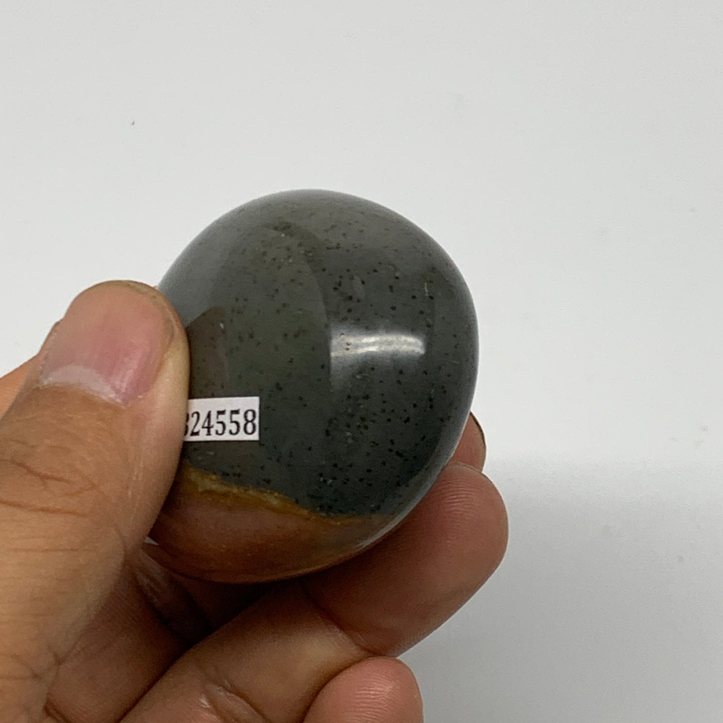 112.2g, 2.3"x1.8"x1.2" Polychrome Jasper Palm-Stone Reiki @Madagascar, B24558