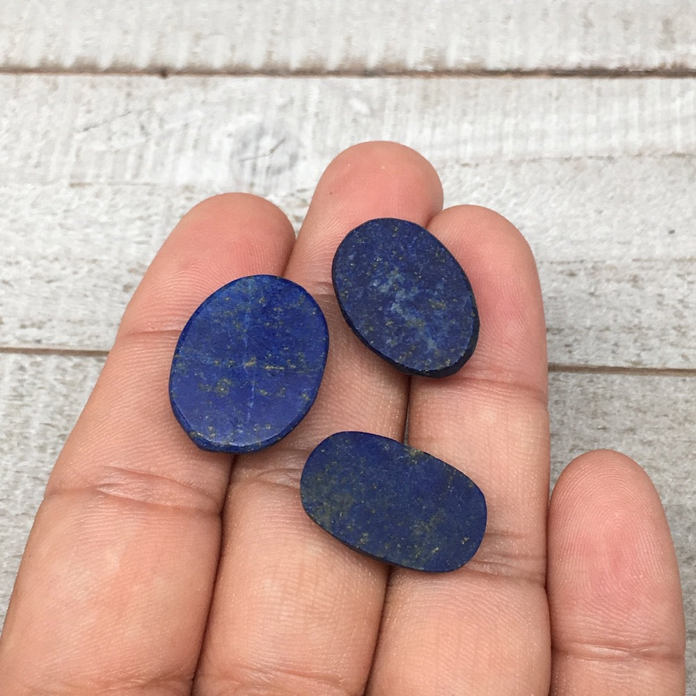3pcs,9.9g,20mm-21mm High-Grade Natural Oval Facetted Lapis Lazuli Cabochon,CP220