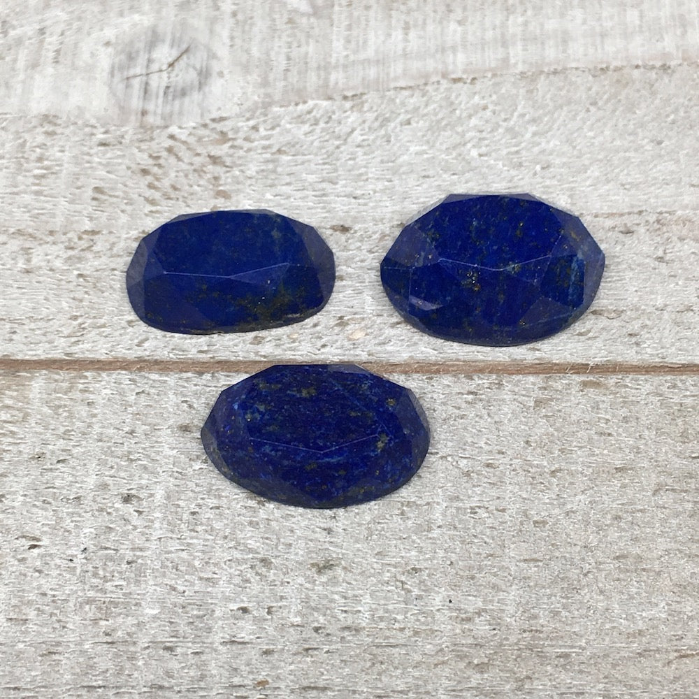 3pcs,9.9g,20mm-21mm High-Grade Natural Oval Facetted Lapis Lazuli Cabochon,CP220