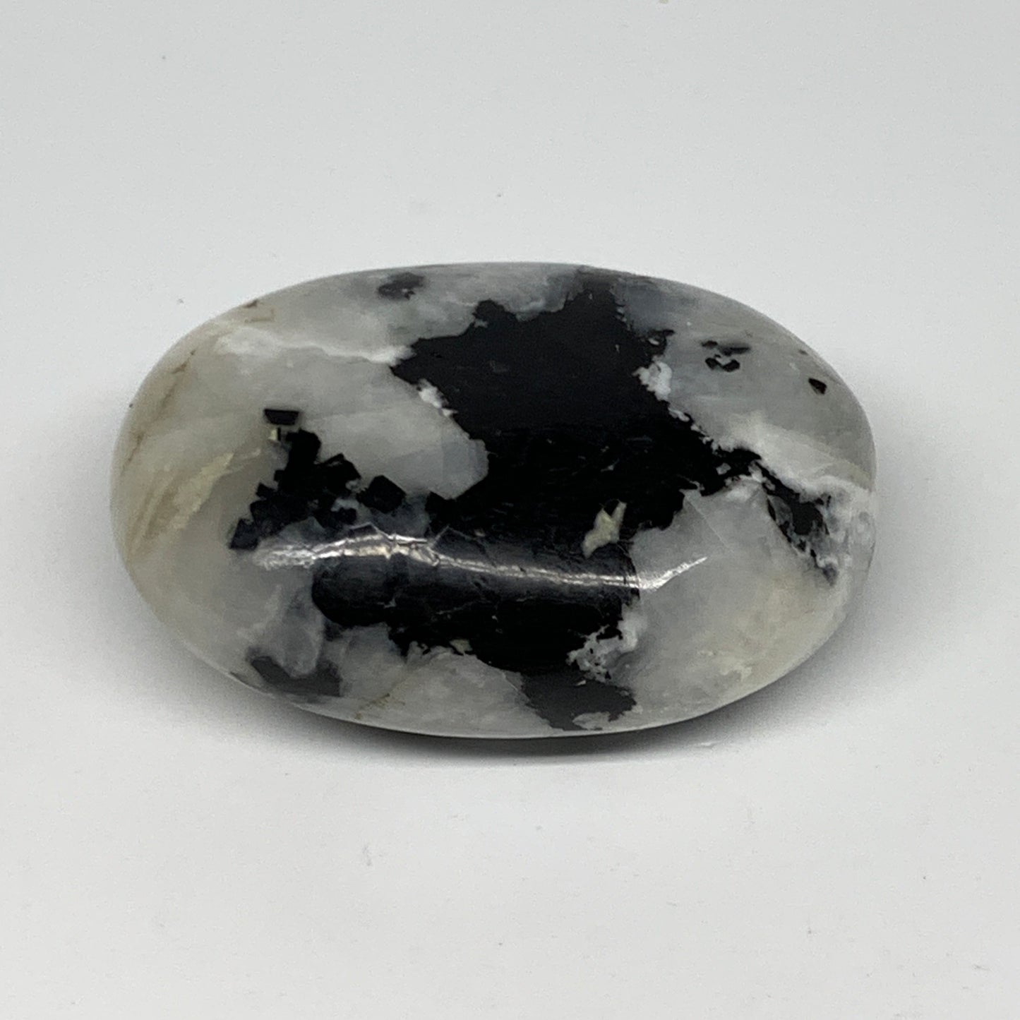 113.3g,2.4"x1.7"x1", Rainbow Moonstone Palm-Stone Polished from India, B21228