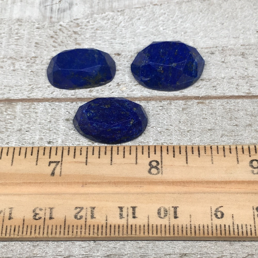 3pcs,9.9g,20mm-21mm High-Grade Natural Oval Facetted Lapis Lazuli Cabochon,CP220