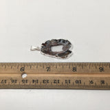 Agate Druzy Slice Geode Pendant Silver Plated from Brazil,Free 18" Chain, Bp749 - watangem.com