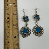 1pc, Handmade Turkmen Earring Tribal Jewelry Turquoise Inlay Oval Boho, B14200