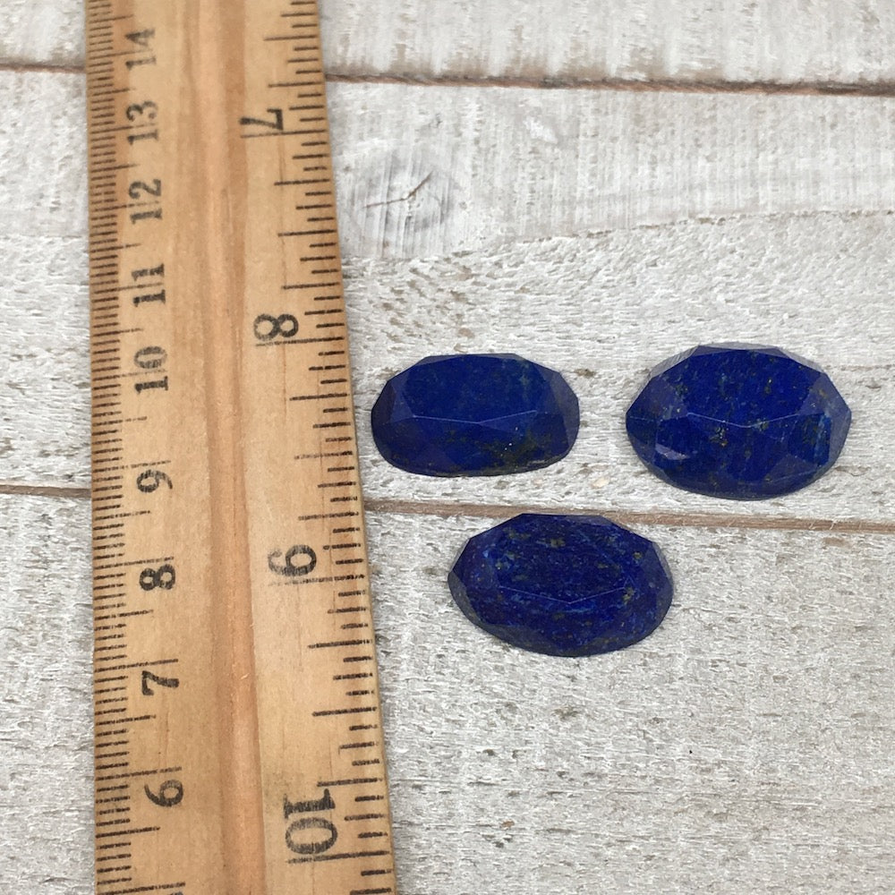 3pcs,9.9g,20mm-21mm High-Grade Natural Oval Facetted Lapis Lazuli Cabochon,CP220