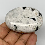 93.8g,2.5"x1.8"x0.8", Rainbow Moonstone Palm-Stone Polished from India, B21229