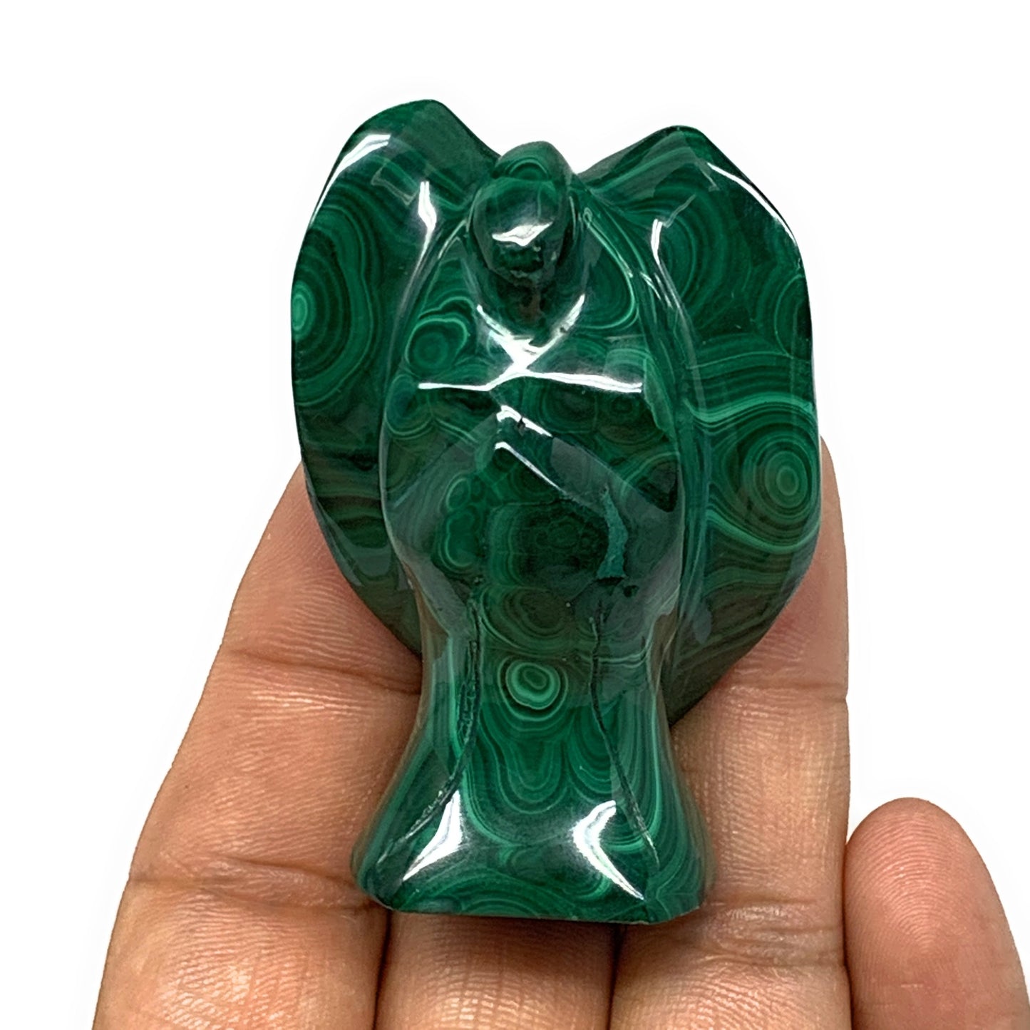 100.6g, 2.2"x1.5"x1" Natural Untreated Malachite Angel Figurine @Congo, B7336